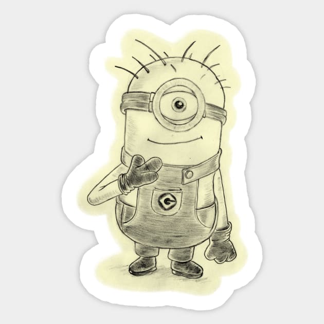 Kevin Minion Drawing Sticker by Ricardo77